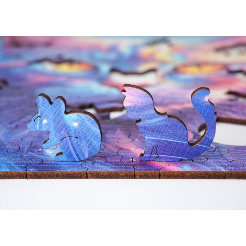 Puzzle Drewniane 25 x 25 cm KOT 140 Elementów Układanka Drewniana